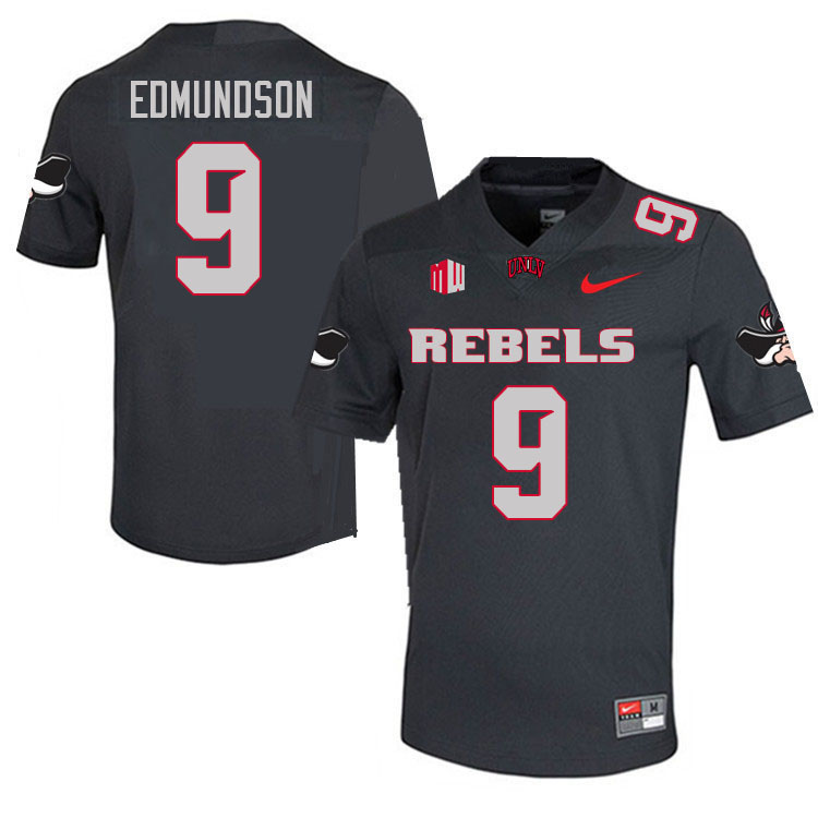 Men #9 Bo Edmundson UNLV Rebels College Football Jerseys Stitched Sale-Charcoal - Click Image to Close